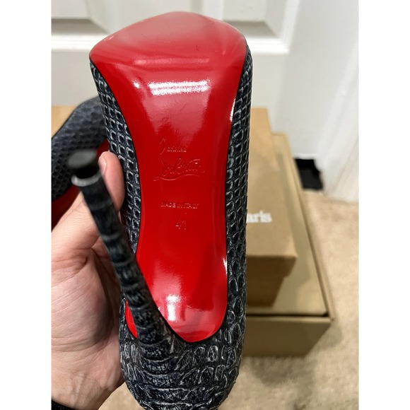 Christian Louboutin Python So Kate Silver Gray Denim Blue 41 11 Pigalle - Picture 8 of 8